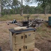 The Rayburn sitting in place at the camp